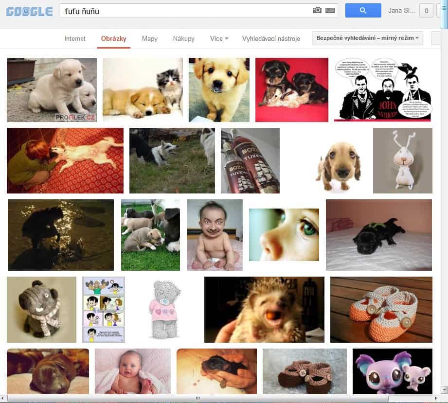 Google search for "ťuťu ňuňu" pictures - results